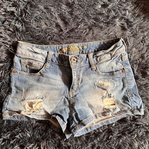 Arizona Jean Company Women's Distressed Denim Shorts - Blue